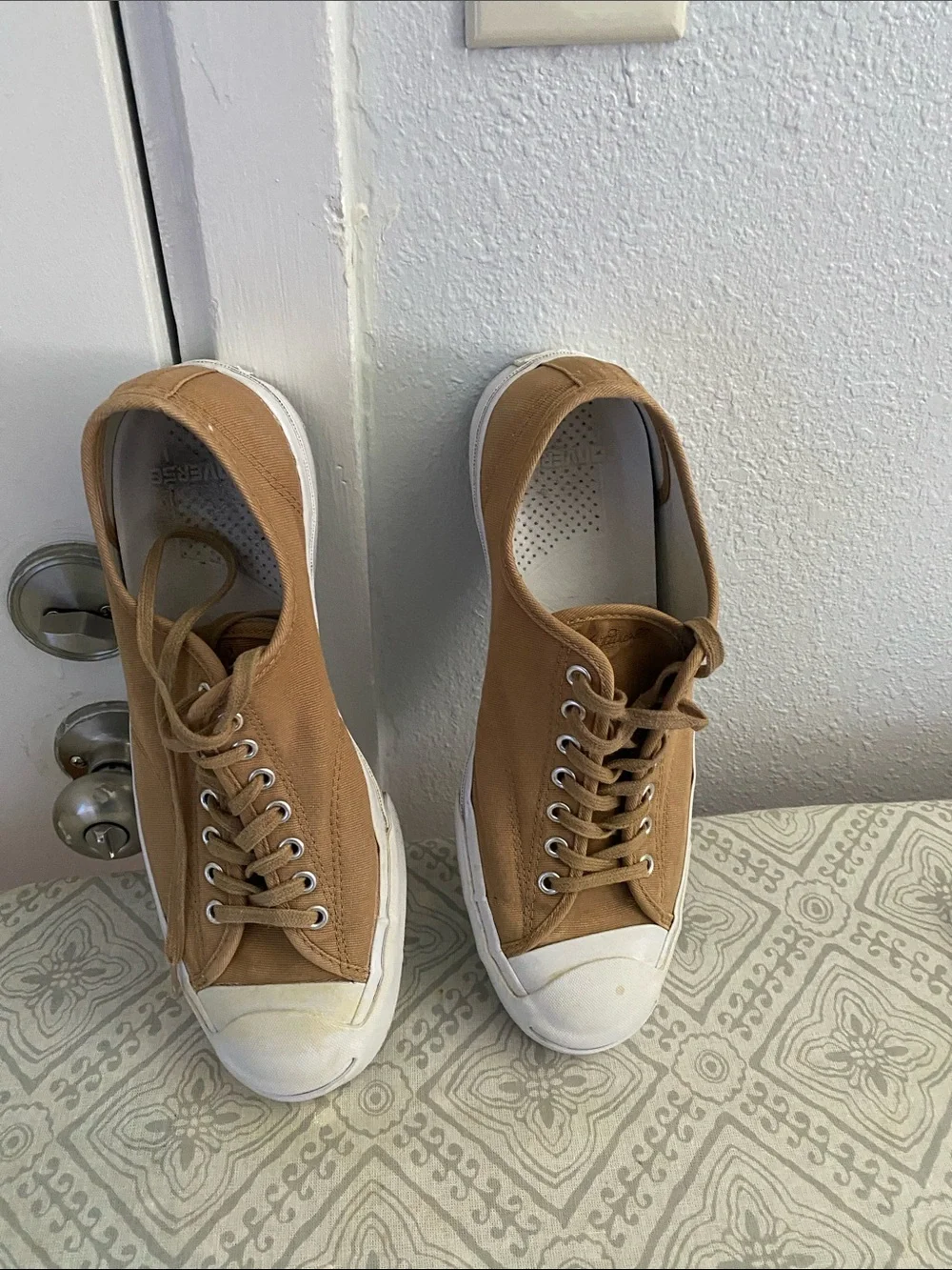 Converse Tan Canvas Low-Top Sneakers with White Rubber Sole - Picture 2 of 7